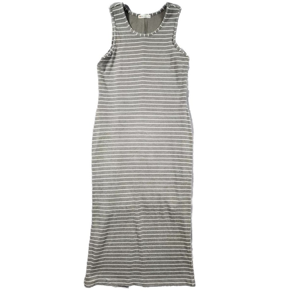 Marine Layer Striped Ribbed Knit Tank Maxi Dress Womens Medium Grey 14929